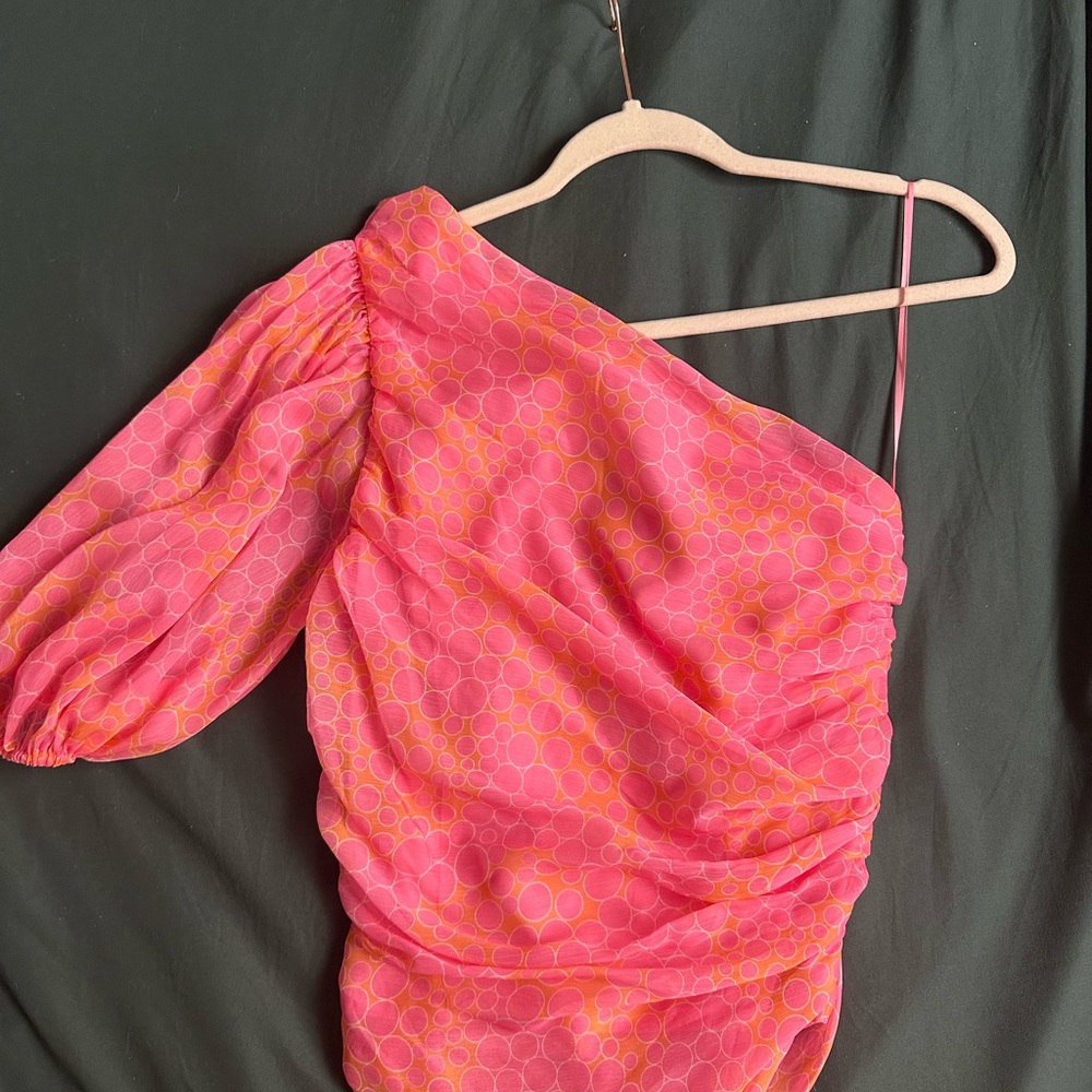 Amanda Uprichard Chic Pink One-Shoulder Top